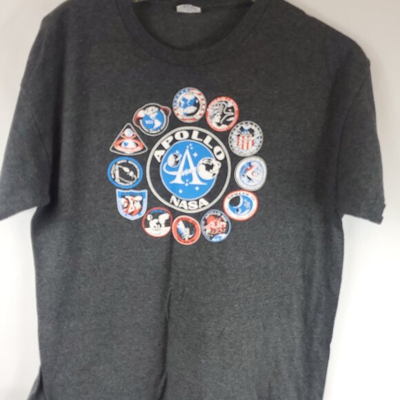 Apollo Mission Nasa Grey Shrt Slv Tee Sz Large - Picture 2 of 7